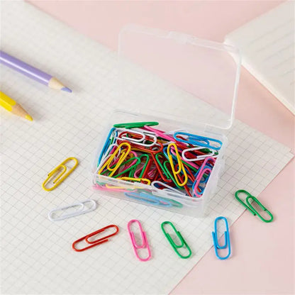 Box Colored Paper Clip Metal Clips Memo Clip Bookmarks Stationery Office Accessories School Supplies Length 18mm/50mm