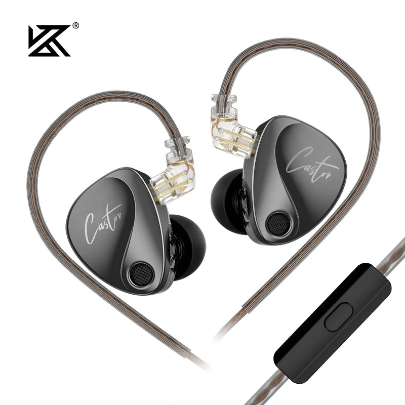 KZ Castor 2DD in Ear HiFi Earphones Dynamic High-end Tunable Earphones Monitor Headphone Cancelling Earbud Adjustable Earphones