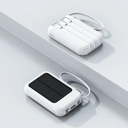 Outdoor Camping Power Mobile Power Bank Solar Power Bank 20000 MA Mini Portable Bank Built-in Cord