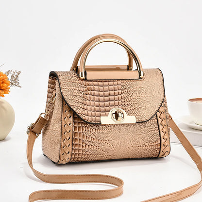Beg Satchel Pemegang Atas Fesyen, Beg Crossbody Corak Buaya, Beg Tangan Elegan Wanita, Beg Bahu &amp; Dompet 