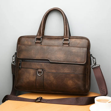 Jenama Mewah Lelaki Beg Briefcase Untuk Lelaki Beg Bahu Perniagaan PU Kulit Messenger Beg Lelaki A4 Beg Tangan Pejabat Beg Komputer Riba Tote Lelaki 