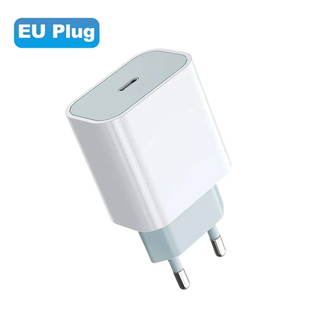 For iphonePD 20W USB Phone Charger Fast Charger for iPhone iPad Samsung OnePlus Wall Quick Charge Adapter TypeC Cable EU/US Plug