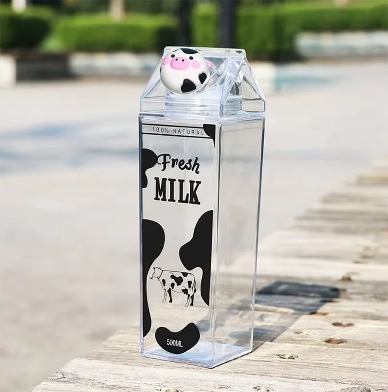 1000ML Drink Creative Cute Plastic Clear Milk 1L Water Bottle Transparent Milk Juice Water Cup For Girls BPA Free 500ml Bottles