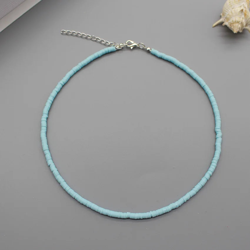 Colorful Beads Necklace Women Summer  Korean Handmade Fashion Boho Polymer Clay Choker  Pendant Neck Collar Female Beach Jewelry
