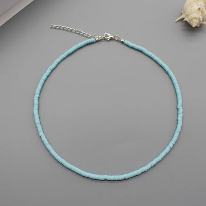 Colorful Beads Necklace Women Summer  Korean Handmade Fashion Boho Polymer Clay Choker  Pendant Neck Collar Female Beach Jewelry