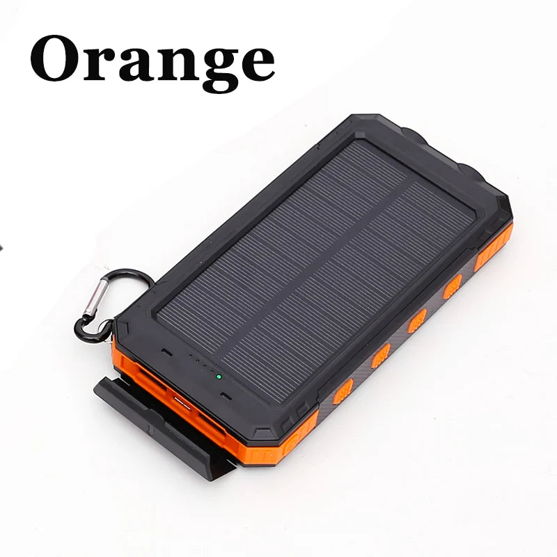 20000mAh Portable Power Bank Solar Power Bank with LED Light Fast Charging Outdoor Mobile Power Waterproof External Battery