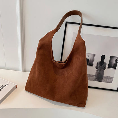 Women Suede Shoulder Bag Retro Handbag Purse for Women Trendy Tote Handbags Hobo Bags Vintage Women's Bag Casual Commuter Bag