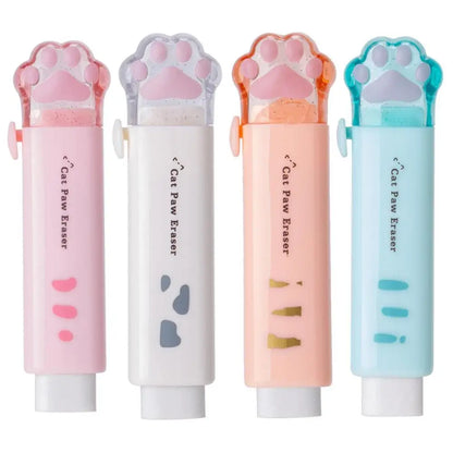 Cute Cat Claw Eraser Lovely Pencil Rubber Kawaii Design Push Pull Erasers Correction Tool Stationery