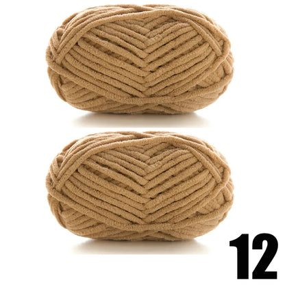 2pcsX50g Benang Baldu Tebal Buatan Tangan DIY Mengait Benang Talian Bulu Topi Selendang Benang Chenille Lembut Knit Wol 