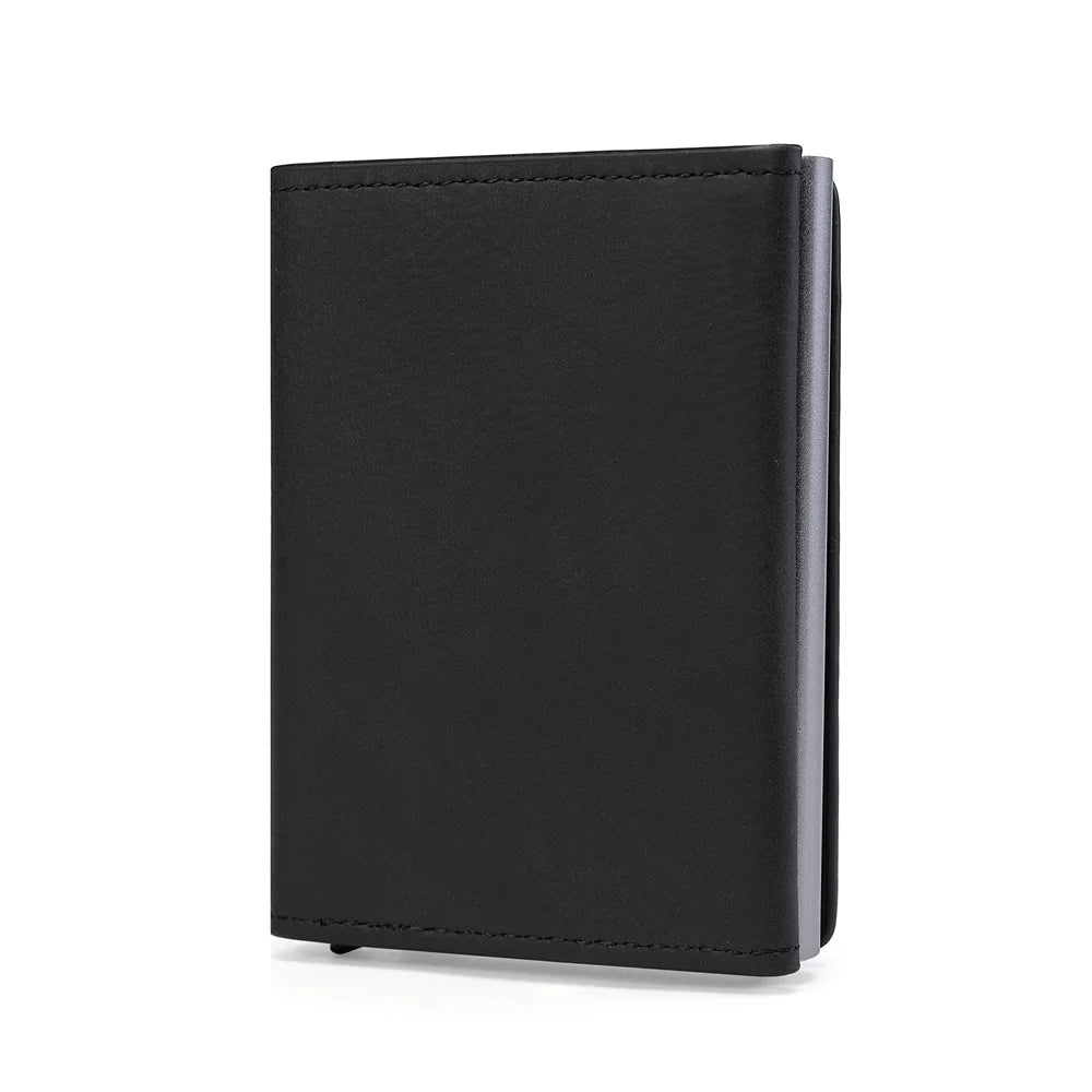 ZOVYVOL Credit Card Holder 2022 New Aluminum Box Card Wallet Men RFID PU Leather Pop Up Card Case Magnet Carbon Fiber Coin Purse