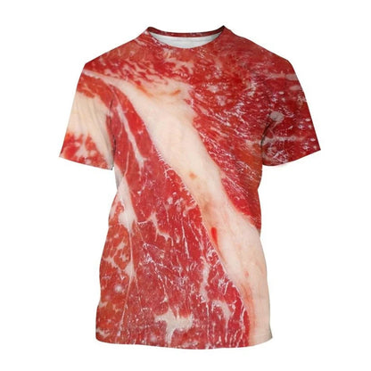 T-shirt Daging Kambing Lembu Kreatif Lelaki Wanita Cetak 3D Streetwear Personaliti T Kemeja Kasual Leher O Baju Tee Tops Pakaian Lelaki 