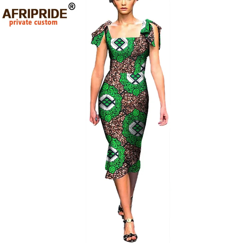 New Bazin Riche African Dresses for Women Dashiki Print Dresses Vestidos Women African Clothing Midi Dresses Party A722598