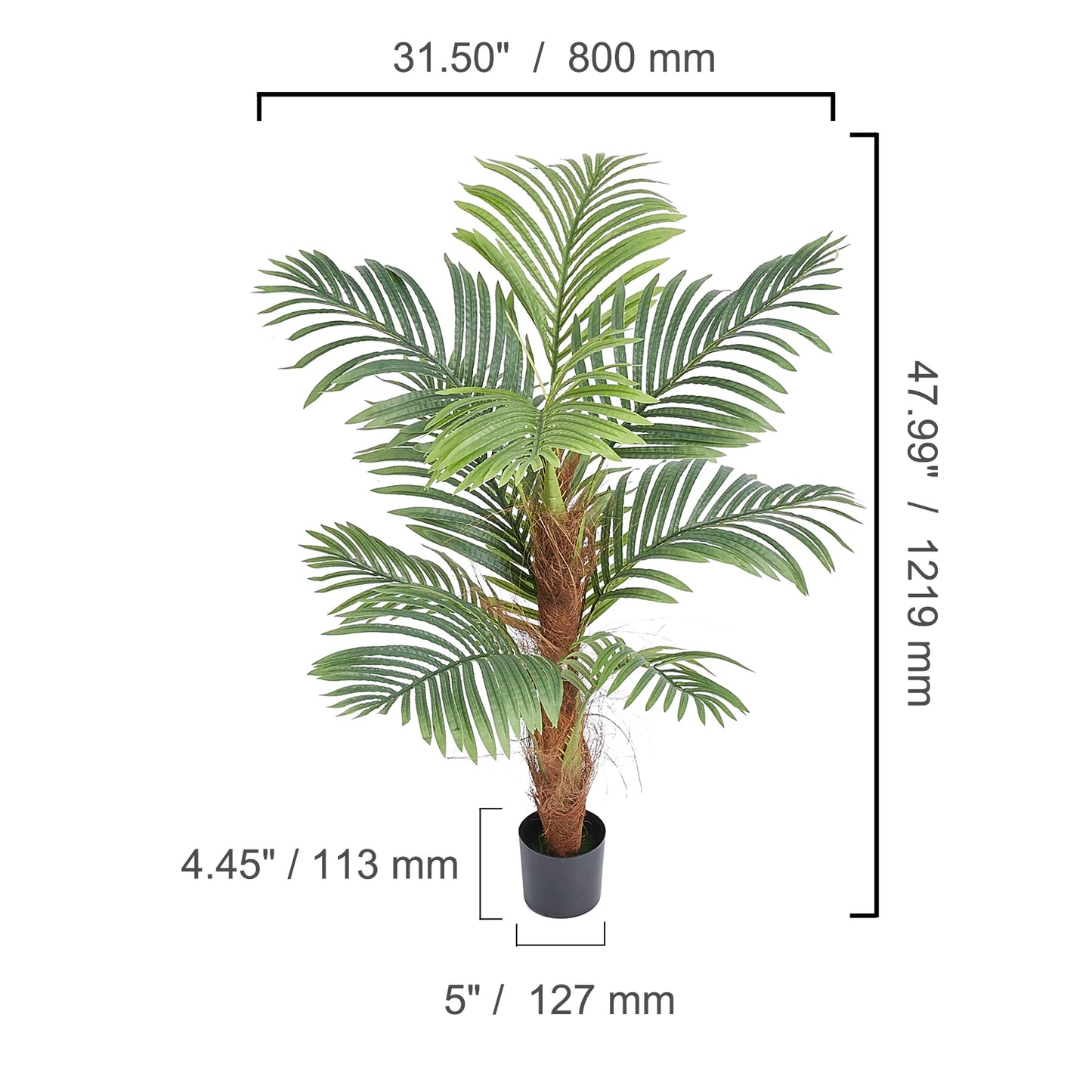 VEVOR Artificial Palm Tree 4/5/6 FT Tall Faux Plant Secure PE Material & Anti-Tip Tilt Protection Low-Maintenance Plant for Home