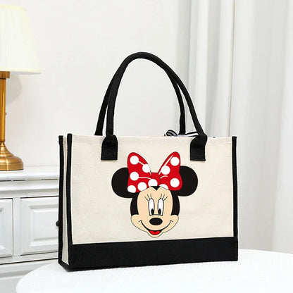 Disney Mickey Women Handle Tote Beach Bag Handbag Simple Wedding Large Capacity Shoulderbag Shopper Picnic Beach Gift Bags