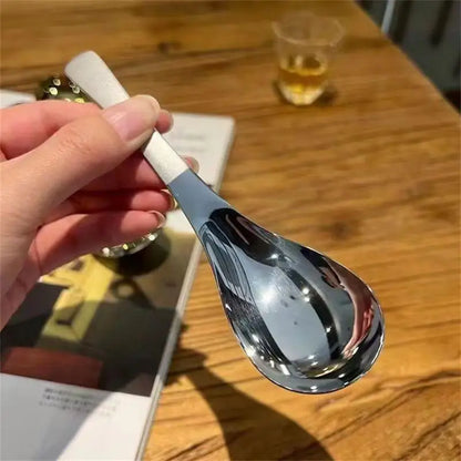 Ins Stainless Steel Korea Soup Spoons Home Kitchen Ladle Capacity Gold Silver Mirror Polished Flatware For Coffee Tableware