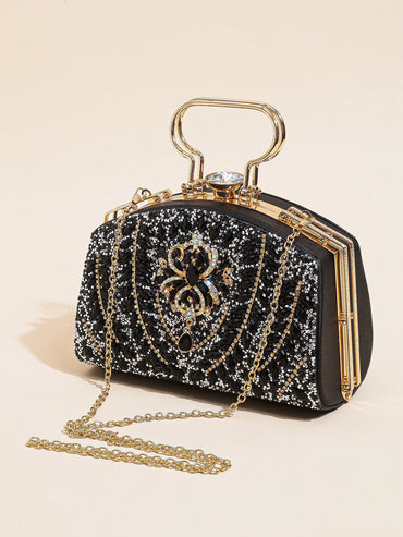 Beg Makan Malam Mini Beads Elegant Beads Satchel, Beg Tangan Parti Mewah Berkilauan Klasik Untuk Wanita, Hadiah Festival Untuk Wanita 