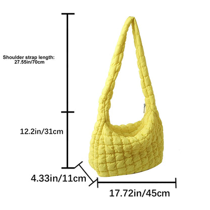 Beg Selempang Berlapis Empuk Baharu untuk Wanita Beg Bahu Awan Berlipat Bubbles Beg Tangan Berbentuk Baldi Tote Besar Beg Tangan Ruched 