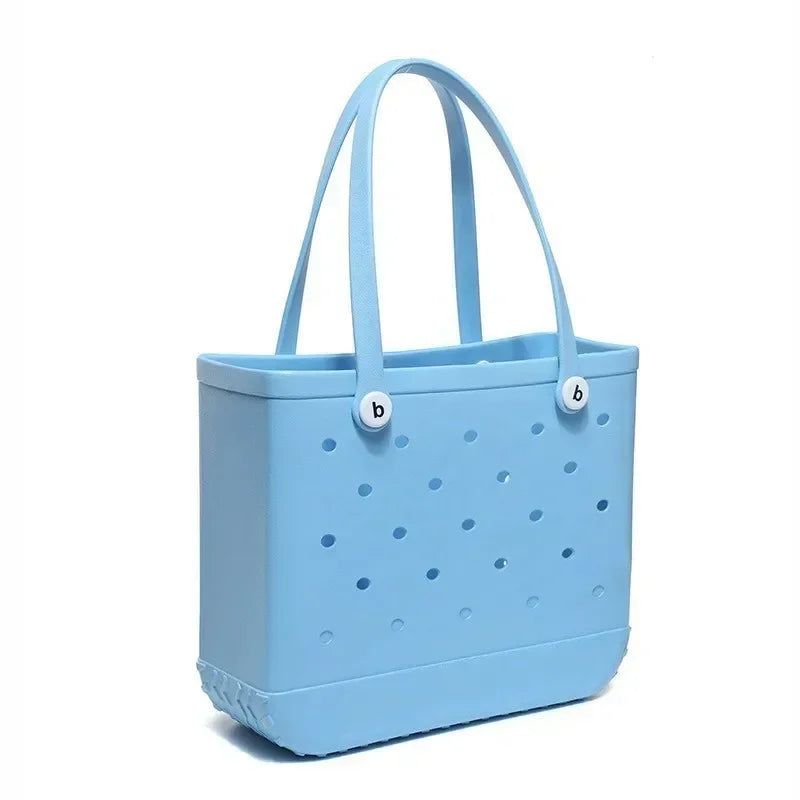 Beg Pantai Bogg Sederhana EVA Getah Kalis Air Beg Tangan Bahu Kolam Berkelah Wanita Membeli-belah Bakul Penyimpanan Tote Jelly Sac Beg Bogg 