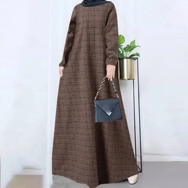 Corduroy Abaya Winter Thick Warm Ramadan Islamic Clothing High Quality Muslim Women's Long Sleeve Dress MU-106