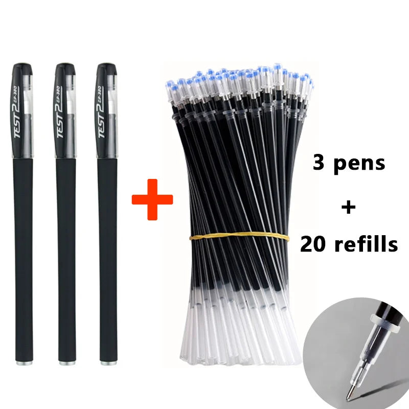 0.5mm Gel Pens Set Black Blue Red Refills Ballpoint Pens Bullet Tip School & Office Supplies Stationery Kawaii Accessories