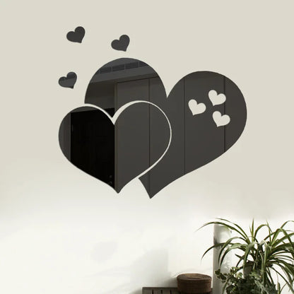 Heart Mirror Wall Sticker DIY Acrylic Wall Stickers Background Mirror Home Bathroom Stickers Living Decoration Decorative Room