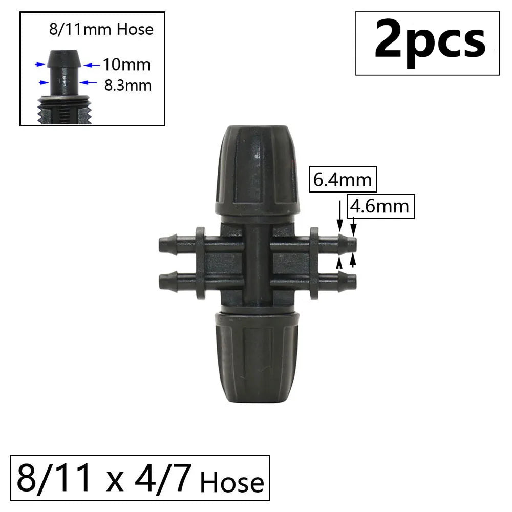 3/8" 8mm Penyambung Hos Taman 8/11 Hingga 4/7 3/5mm Pengurangan Hos Pemisah Air Tee Siku Hujung Palam Titisan Sistem Pengairan 