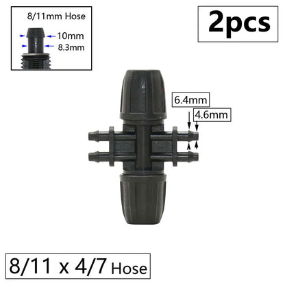 3/8" 8mm Penyambung Hos Taman 8/11 Hingga 4/7 3/5mm Pengurangan Hos Pemisah Air Tee Siku Hujung Palam Titisan Sistem Pengairan 