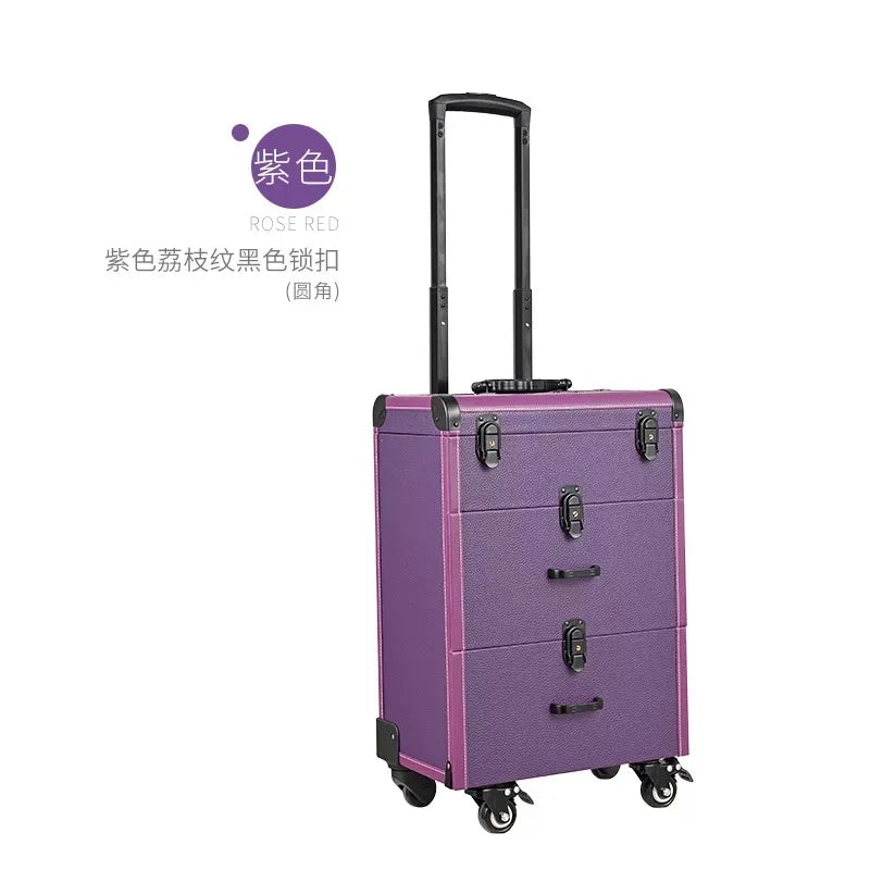 NEW Trolley luggage large Multi-layer Beauty make up bag box Suitcase capacity manicure Cosmetic case multifunct Rolling Luggage