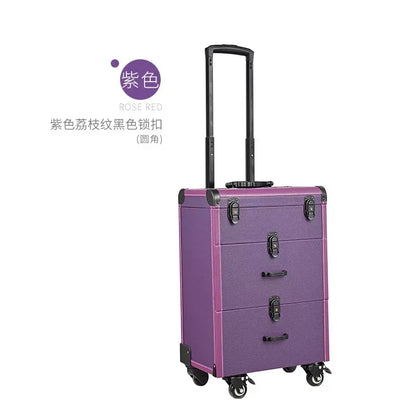 NEW Trolley luggage large Multi-layer Beauty make up bag box Suitcase capacity manicure Cosmetic case multifunct Rolling Luggage