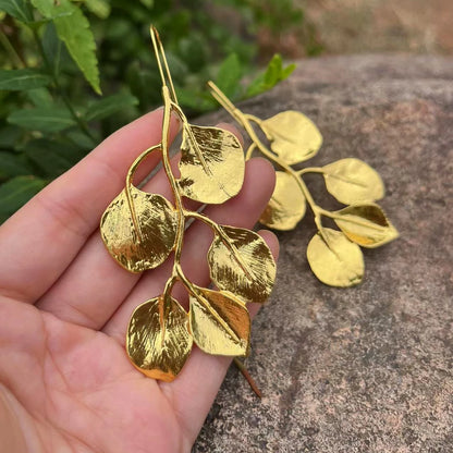 Vintage Gold Color Earrings Woman Fan-shaped Stud Earrings