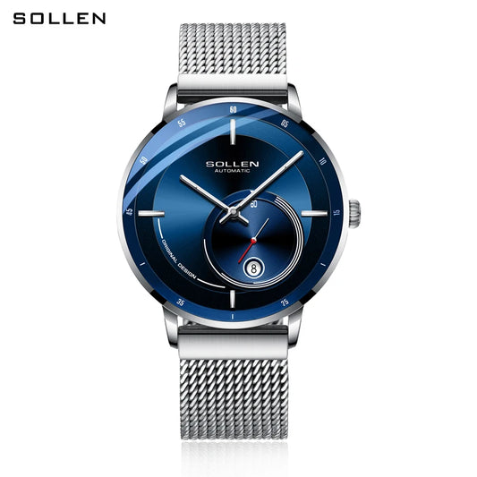 Solon Fashion Watch Men's Mechanical Watch Fully Automatic Mechanical Movement Watch Steel Belt Calendar Trendy Fashion Men's Wa