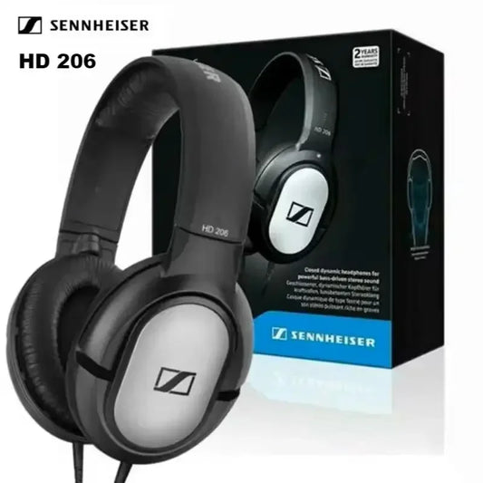 New Sennheiser HD 206 3.5mm Wired Earphones Black Deep Bass Stereo Sound Isolating Earphones Game Earphones