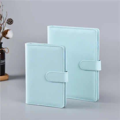 Macaron Color A5 Ring Binder PU Clip-on Notebook Leather Loose Leaf Notebook Cover Notebooks Journal Kawaii Stationery