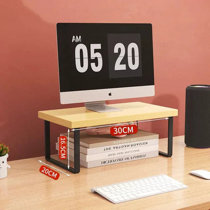 Monitor Stand Desktop Computer Stand Office Laptop Stand Storage Shelf Mini Wooden Desk Desk Shelves