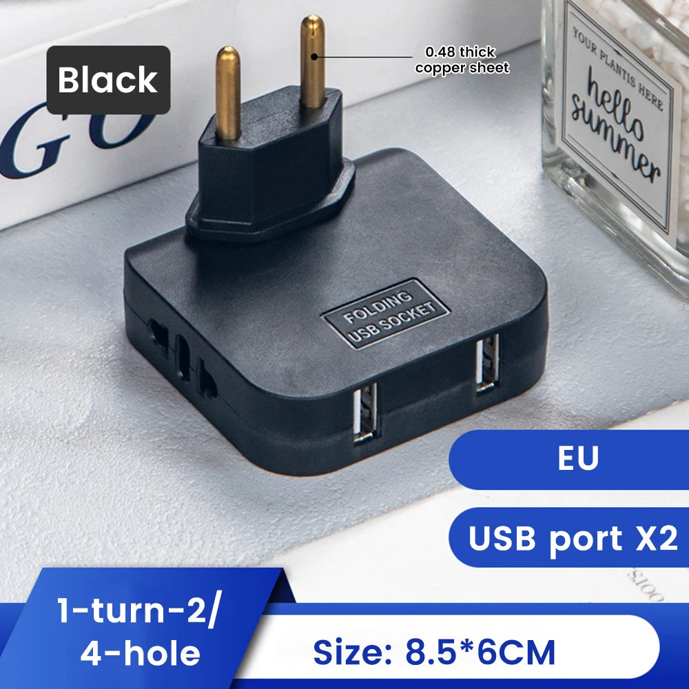 1pcs European Regulation 1 In 3 Convenient Rotary Plug Germany France Russia Spain Travel Lightweight Universal EU Adapters