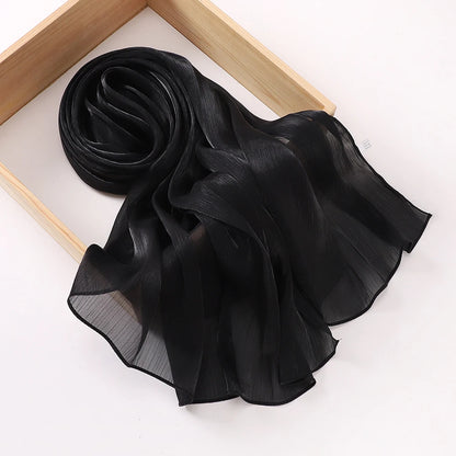 Newest Shawl Malaysia Women Pleated Glitter Shawl Plain Muslim Pleated Shimmer Chiffon Hijab Shawl