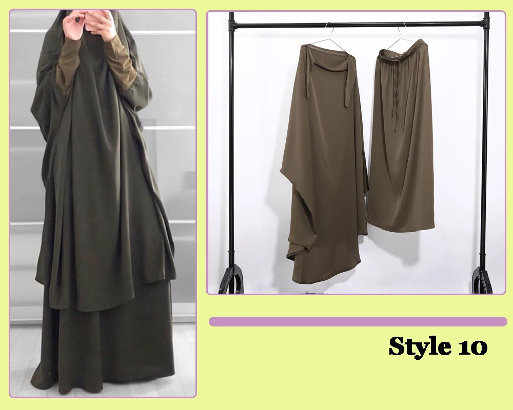 Women Hooded Muslim Hijab Dress Eid Prayer Garment Jilbab Abaya Long Khimar Full Cover Ramadan Gown Abayas Islamic Clothing