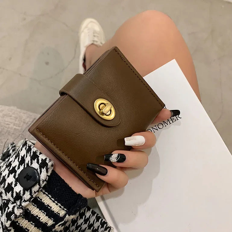 Women's Short Wallet Black Brown Minimalist Versatile Compact Card Bags Coin Purse Money Wallet Monedero Mujer Billetera 지갑