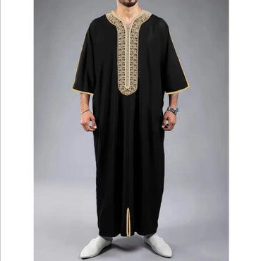 Islam kaftan Muslim men's dress marok kanis cher kaftan embroidered loosely and breathed djellaba abaya thobe