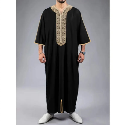 Islam kaftan Muslim men's dress marok kanis cher kaftan embroidered loosely and breathed djellaba abaya thobe