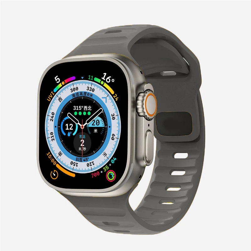 Tali Silikon Asli Baru untuk Jam Tangan Apple Ultra 49mm Gelang Sukan Siri iWatch 9 8 7 45mm 41mm 6 5 4 3 SE2 44mm 40mm Band 