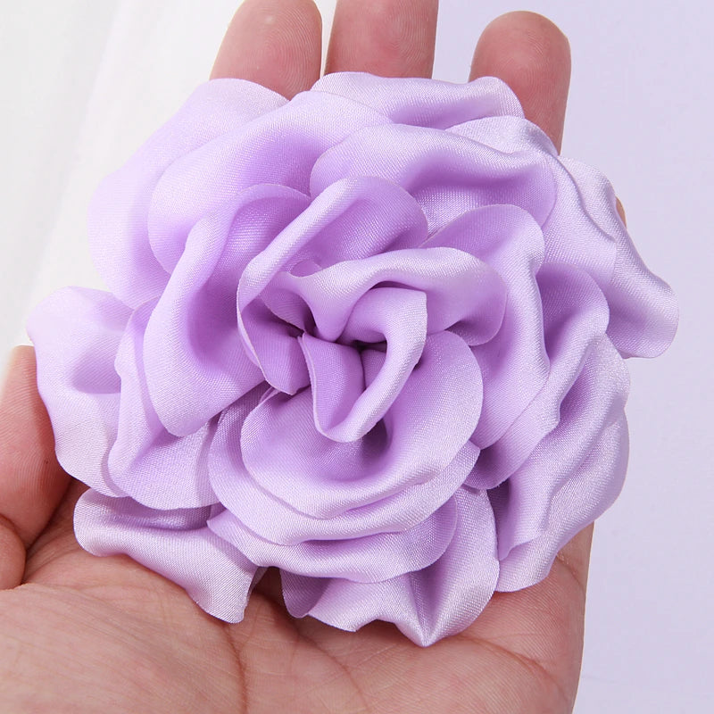 9cm Bunga Peony Satin Buatan Tangan Buatan Tangan untuk Klip Jepit Rambut Pakaian Hiasan Kepala Aksesori DIY DIY roset Fabrik Sutera organza 