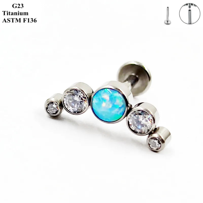 G23 Titanium Telinga Stud Zirkon Opal Tindik Barang Kemas Dalam 25 Warna Pilihan Wanita Bar Parti Fesyen Telinga Rawan Stud 