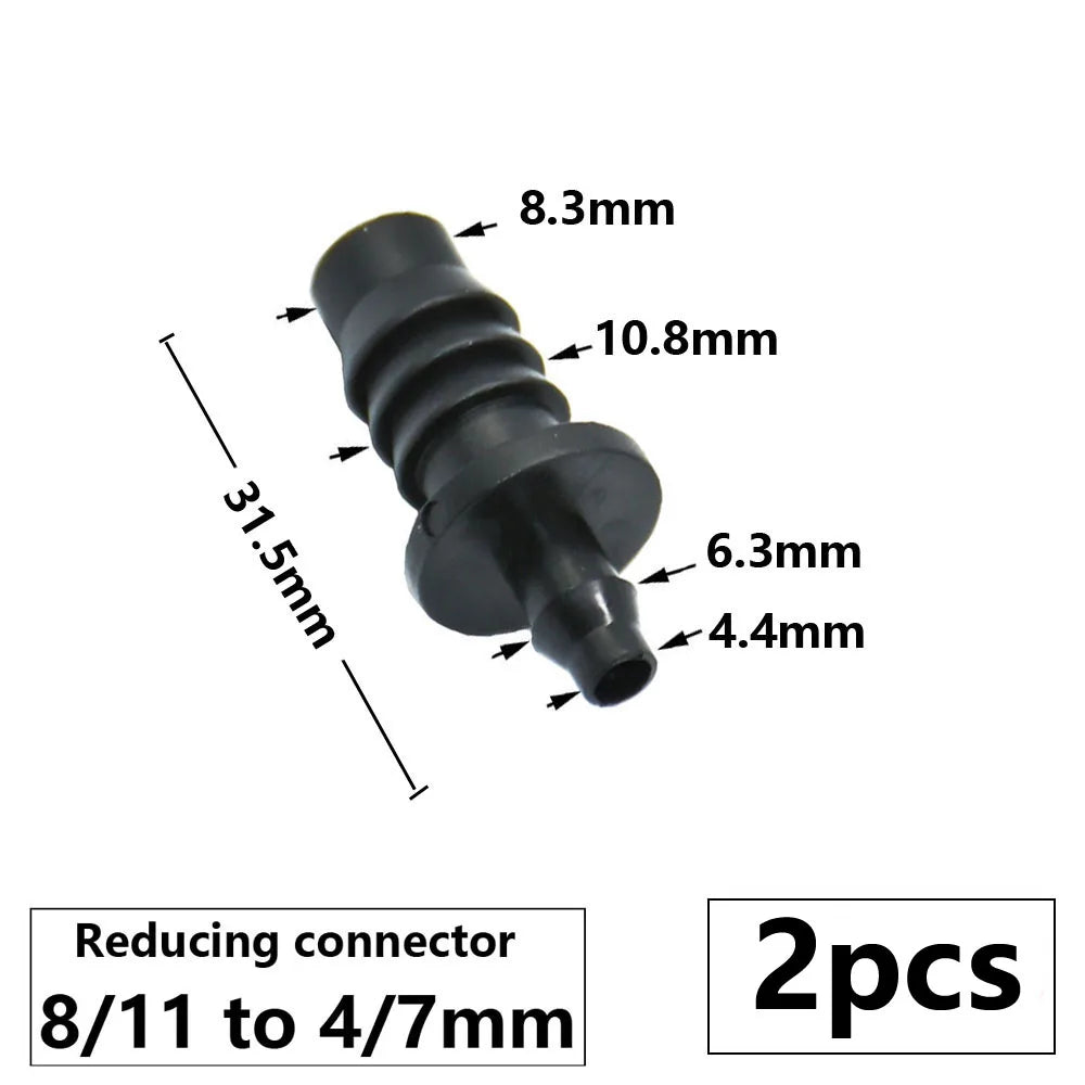 3/8" 8mm Penyambung Hos Taman 8/11 Hingga 4/7 3/5mm Pengurangan Hos Pemisah Air Tee Siku Hujung Palam Titisan Sistem Pengairan 