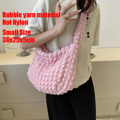 Beg Selempang Berlapis Berlapis Kulimut untuk Wanita Beg Bahu Awan Berlipat Buih Beg Tote Baldi Besar Beg Tangan Ruched 2023 