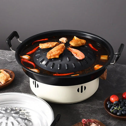 Camping Stove Grill Pan Picnic Round Indoor Outdoor 2in1 Cooking Meat Nonstick Roasting Pan Bbq Grill Pan Aluminum Grill Pan