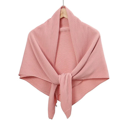 Plain Wrinkle Square Pleated Scarf Satin Shawls Wrap Stole Muslim Hijab 90*90cm Malaysia Kerchief Bandanas Headband Silk Scarves