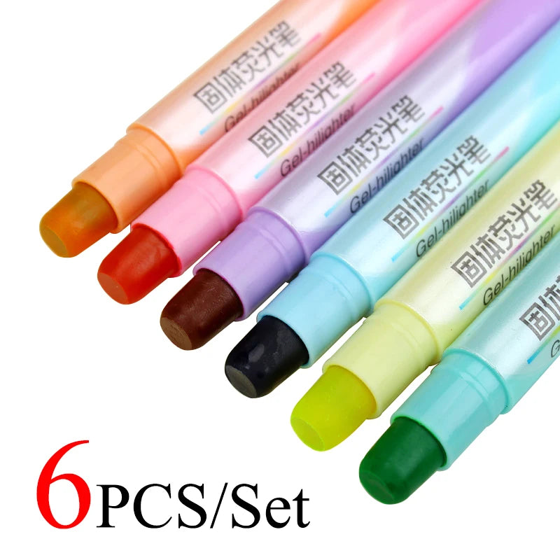 Office Material School Supplies Invisible Pen 6 pcs/Lot Candy Gel Highlighter pen Lumina Paint Marker Crayon Stationery Zakka