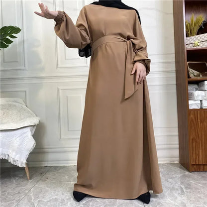 Plain Abaya Dubai Muslim Hijab Dress Elastic Sleeve Basic Closed Abayas for Women Turkey Ramadan Islamic Clothing Kaftan Robe