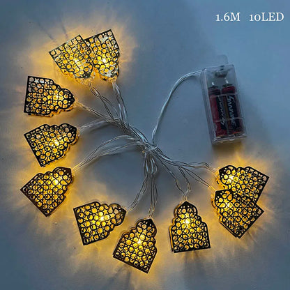 Ramadan Star Moon Castle Lampu Rentetan LED Eid Mubarak Hadiah Islam Muslim Ramadan Kareem Hiasan untuk Pesta Aidilfitri di Rumah 
